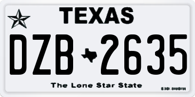 TX license plate DZB2635