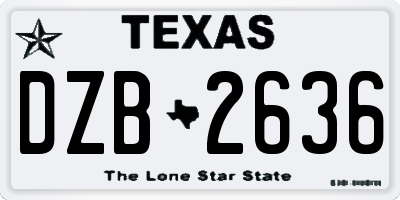 TX license plate DZB2636