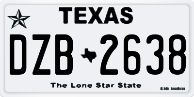 TX license plate DZB2638