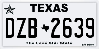 TX license plate DZB2639