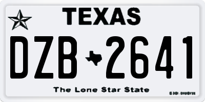 TX license plate DZB2641