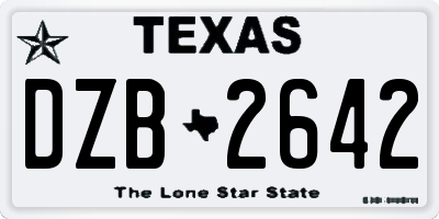 TX license plate DZB2642