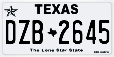 TX license plate DZB2645