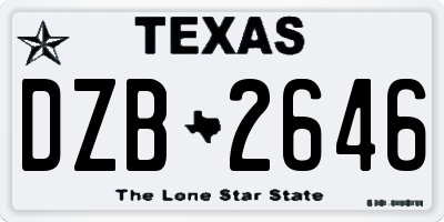 TX license plate DZB2646