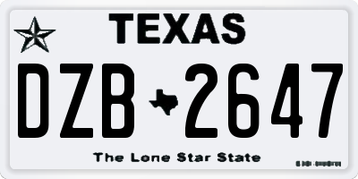 TX license plate DZB2647