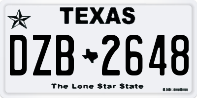 TX license plate DZB2648