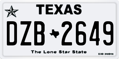 TX license plate DZB2649
