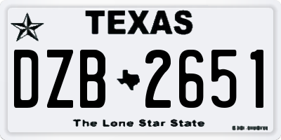 TX license plate DZB2651