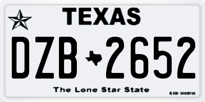 TX license plate DZB2652