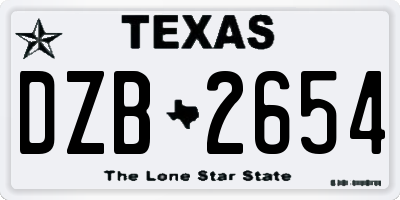 TX license plate DZB2654
