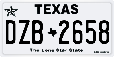 TX license plate DZB2658
