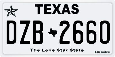 TX license plate DZB2660