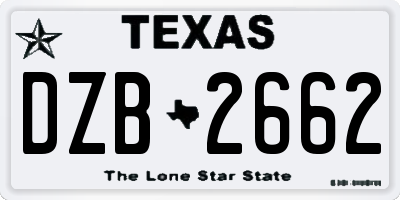 TX license plate DZB2662