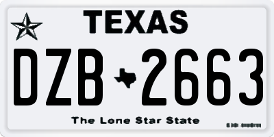 TX license plate DZB2663