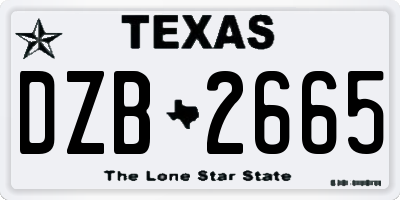 TX license plate DZB2665