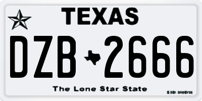 TX license plate DZB2666