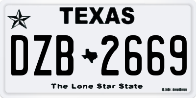 TX license plate DZB2669