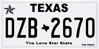 TX license plate DZB2670