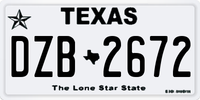 TX license plate DZB2672