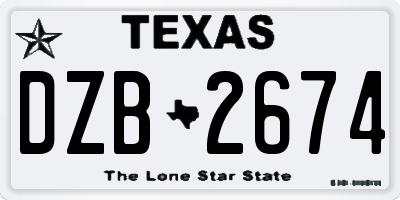 TX license plate DZB2674