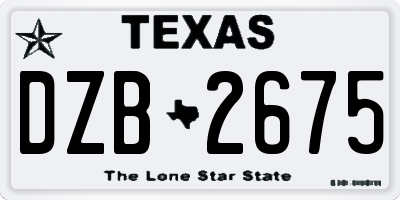 TX license plate DZB2675