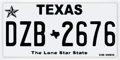TX license plate DZB2676