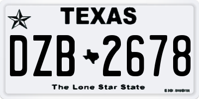TX license plate DZB2678