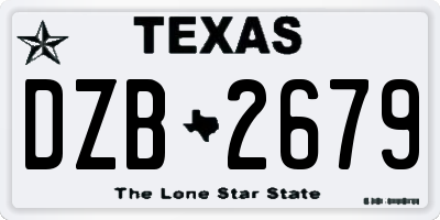 TX license plate DZB2679