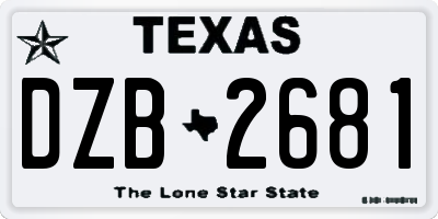 TX license plate DZB2681