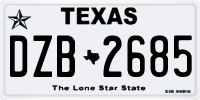 TX license plate DZB2685