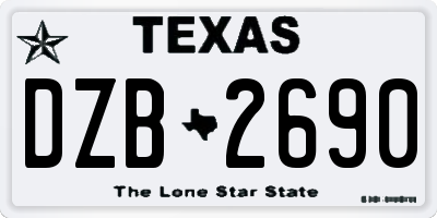 TX license plate DZB2690