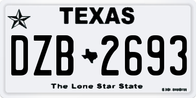 TX license plate DZB2693