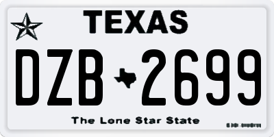 TX license plate DZB2699