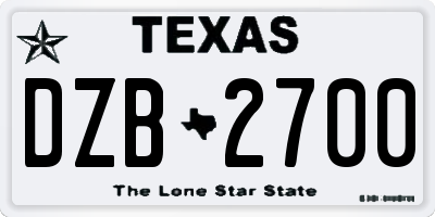TX license plate DZB2700