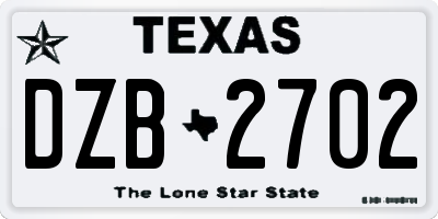 TX license plate DZB2702