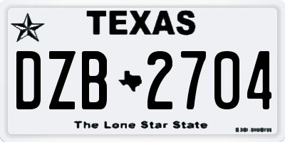 TX license plate DZB2704