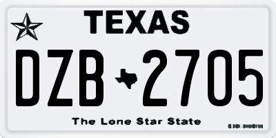 TX license plate DZB2705