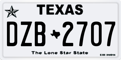 TX license plate DZB2707
