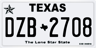 TX license plate DZB2708