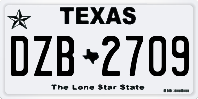 TX license plate DZB2709
