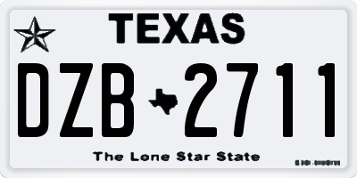 TX license plate DZB2711