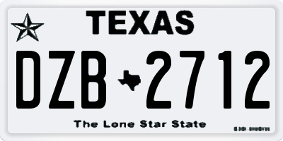 TX license plate DZB2712