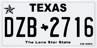 TX license plate DZB2716