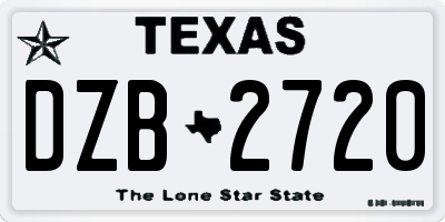 TX license plate DZB2720