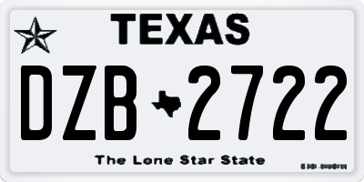 TX license plate DZB2722
