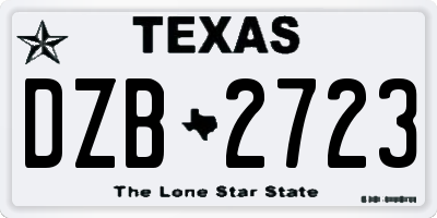 TX license plate DZB2723