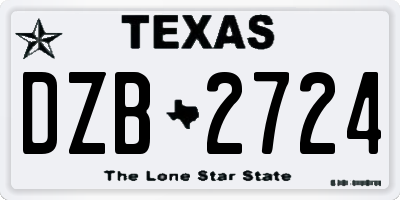 TX license plate DZB2724