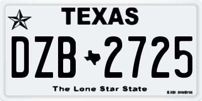TX license plate DZB2725