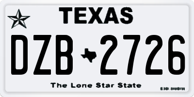 TX license plate DZB2726