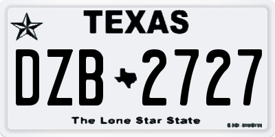 TX license plate DZB2727